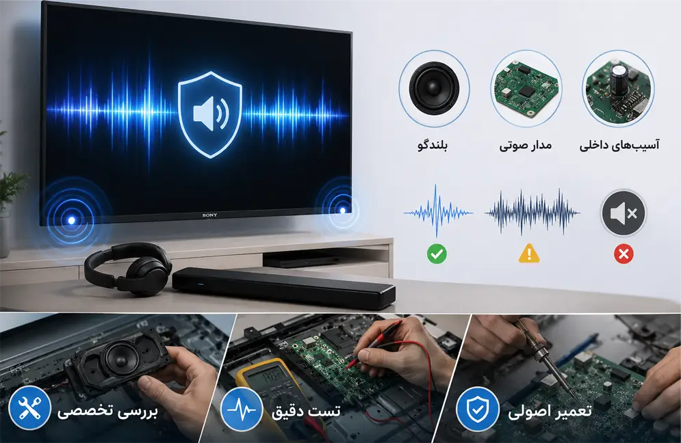 خرابی بلندگوهای تلویزیون سونی و قطع شدن صدا