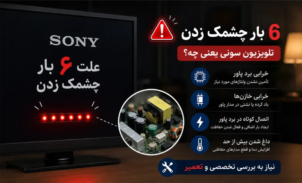 علت 6 بار چشمک زدن تلویزیون سونی