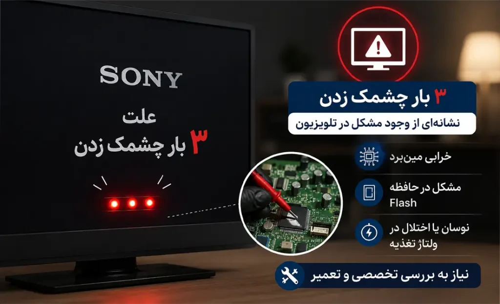 معنی 3 تا چشمک چراغ پاور تلویزیون سونی چیست