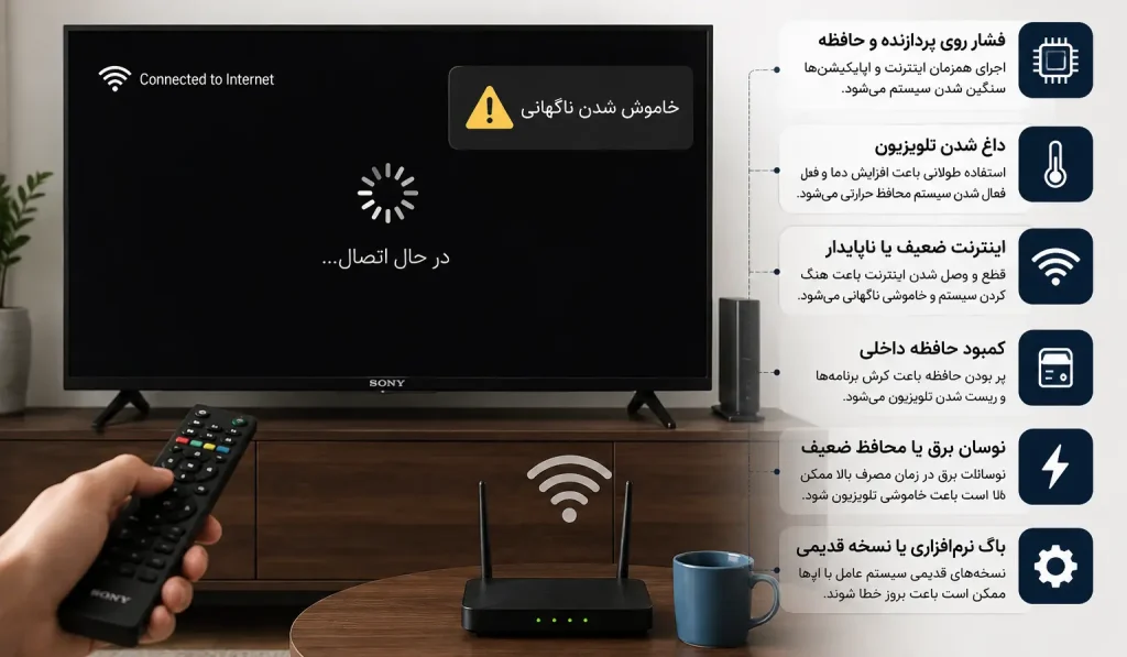 خاموش شدن تلویزیون هنگام استفاده از اینترنت