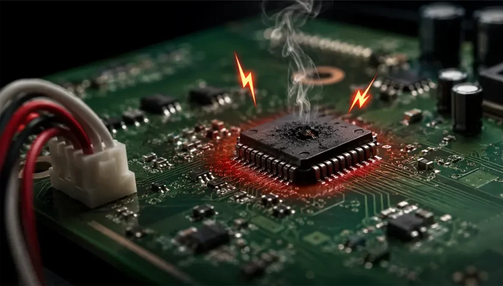 8 بار چشمک زدن تلویزیون سونی به علت اتصال کوتاه در مدار صدا